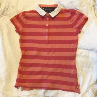 トミーヒルフィガー(TOMMY HILFIGER)の【tommy 】ポロシャツ　ボーダー　S  横にスリット　　(Tシャツ/カットソー(半袖/袖なし))