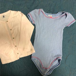 プチバトー(PETIT BATEAU)の最終お値下げ　プチバトー　ロンパースとカーディガンセット(カーディガン/ボレロ)