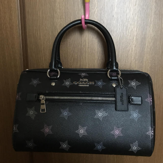 COACH ローアン サッチェル 星柄 F84722 黒 2way ハンドバッグ