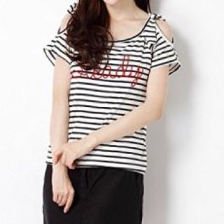 イング(INGNI)の新品☆INGNI肩リボンボーダートップスイングリエンダグレイルエムドゥダズリン(Tシャツ(半袖/袖なし))