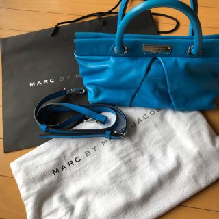 マークジェイコブス(MARC JACOBS)の紙袋保存袋付き マークバイマークジェイコブス ハンドバッグ ブルー 2way 青(ハンドバッグ)