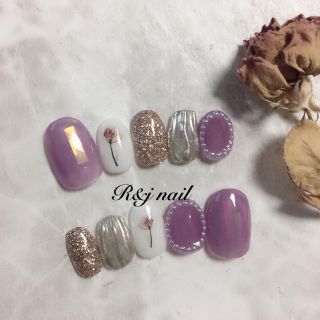 くすみパープル ミラー ニュアンスネイル くすみパープル ミラー ニュアンスネイル
