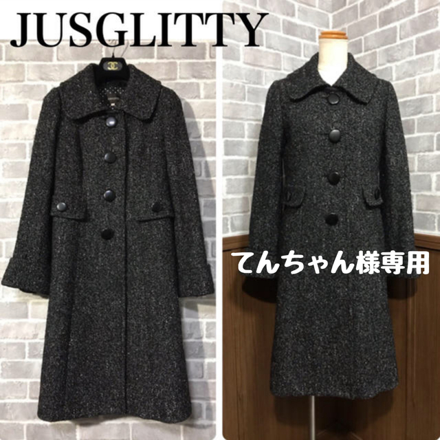 JUSGLITTY(ジャスグリッティー)のJUSGLITTY 2ウェイツィードロングコート レディースのジャケット/アウター(ロングコート)の商品写真