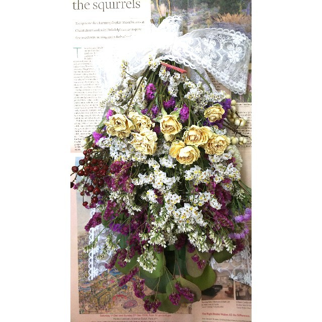 ஐ 紫陽花とミモザのコケティッシュで可愛い♥ナチュラルスワッグஐ