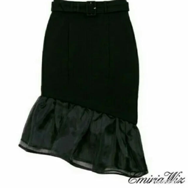 新品 ♡ Emiriawiz ♡ 完売 ♡ シアーフリルタイトスカート ブラック