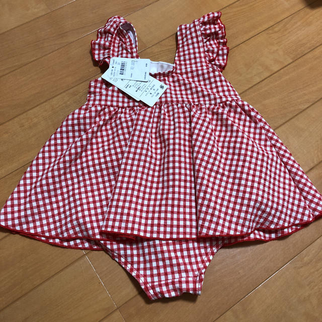 新品　ギンガムチェック水着　100 キッズ/ベビー/マタニティのキッズ服女の子用(90cm~)(水着)の商品写真