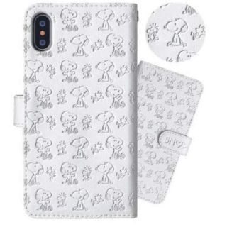 スヌーピー(SNOOPY)の【新品未使用】スヌーピー手帳型✩.*˚耐衝撃iPhoneXケース(モバイルケース/カバー)