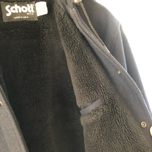 schott(ショット)のschott メルトンコート ブルゾンコーヒー 裏ボア フード付き メンズのジャケット/アウター(ブルゾン)の商品写真