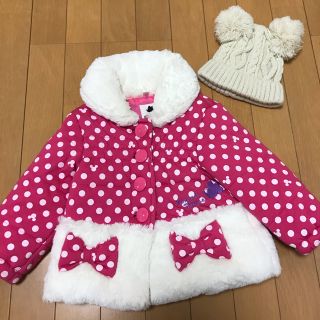 ディズニー(Disney)のありんこさん専用♡ミニーちゃんコート 90cmとニット帽 49cmまとめ売り♡(コート)