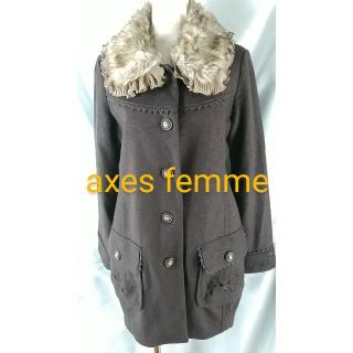 アクシーズファム(axes femme)の★446★アクシーズファム★刺繍が最高！コート★M★ダークブラウン(ピーコート)