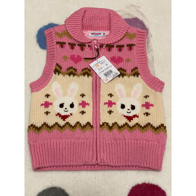 mikihouse(ミキハウス)の専用です！ミキハウス   カウチンベスト110 キッズ/ベビー/マタニティのキッズ服女の子用(90cm~)(ニット)の商品写真