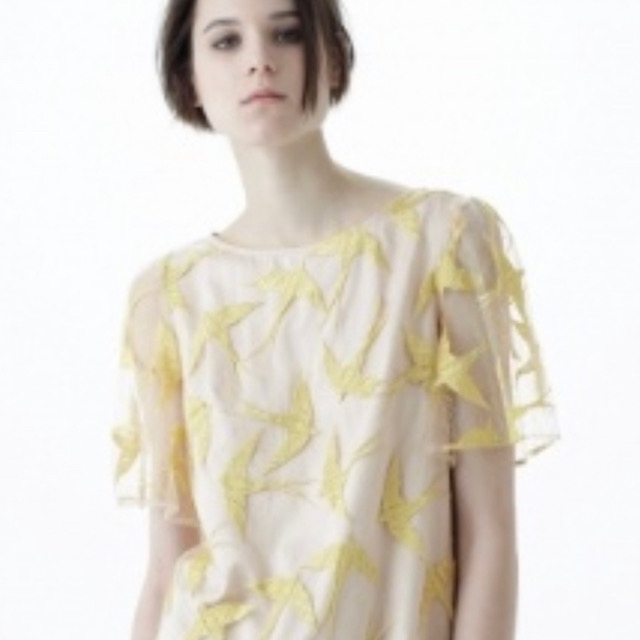 GRACE CONTINENTAL(グレースコンチネンタル)のバードチュールワンピース レディースのフォーマル/ドレス(ミディアムドレス)の商品写真