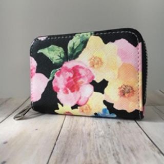 ブラック 花柄 flower カードケース カードホルダー大容量キャッシュレス (名刺入れ/定期入れ)