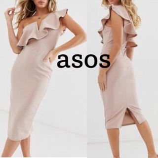 エイソス(asos)の【新品】asos MISSGUIDED ワンショル　フリル　ワンピース　ドレス(ひざ丈ワンピース)