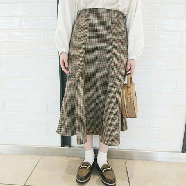 flower(フラワー)のflower warm flare check skirt レディースのスカート(ロングスカート)の商品写真