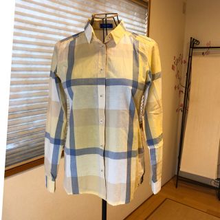 バーバリーブルーレーベル(BURBERRY BLUE LABEL)の　2.1万美品本物ブルーレーベルクレストブリッジ上質コットンチェック柄長袖シャツ(シャツ/ブラウス(長袖/七分))