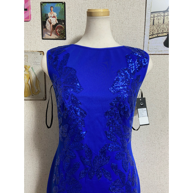 TADASHI SHOJI(タダシショウジ)の2019新品 XS Tadashi Shoji タダシショージ ブルー レディースのワンピース(ひざ丈ワンピース)の商品写真