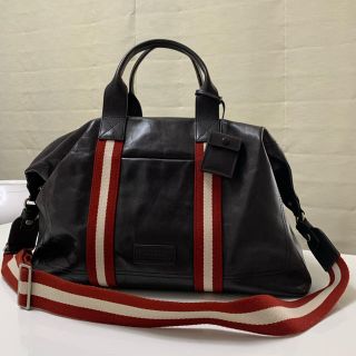 大容量 2way BALLY ボストンバッグ シボ革 レザー ゴールド金具 黒