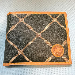 ハンティングワールド　二つ折り財布　グリーン×キャメル　未使用(折り財布)