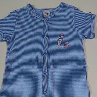 プチバトー(PETIT BATEAU)の【限定】プチバトー ロンパース 半袖 18m 81cm ボーダー マリニエール(ロンパース)