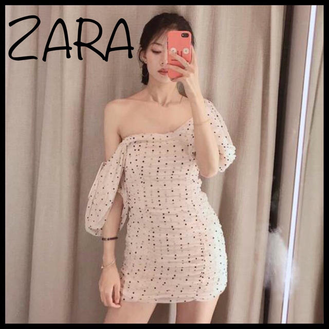 ZARA(ザラ)のZARAドット ワンピース 新品 レディースのワンピース(ミニワンピース)の商品写真