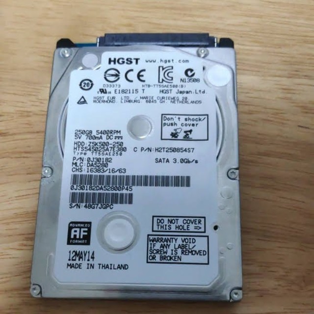 日立(ヒタチ)の使用時間短い 日立 HGST  ハードディスク 2.5インチ HDD 250GB スマホ/家電/カメラのPC/タブレット(PCパーツ)の商品写真