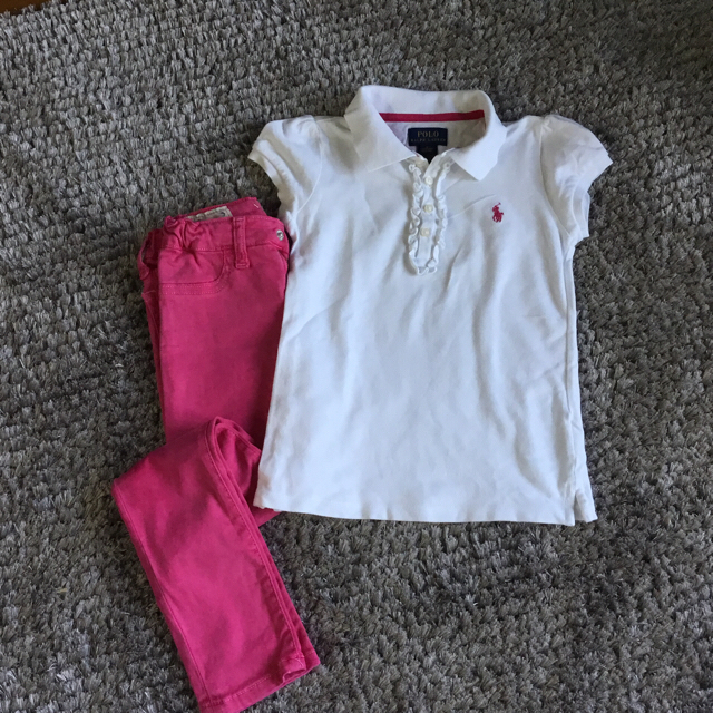 Ralph Lauren(ラルフローレン)のラルフローレン　girl’s カラーデニムと白ポロシャツ6T 120/56 キッズ/ベビー/マタニティのキッズ服男の子用(90cm~)(Tシャツ/カットソー)の商品写真