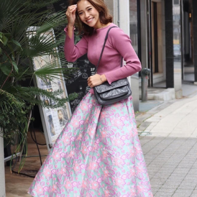 レディースロージーモンスター big flower jacquard skirt