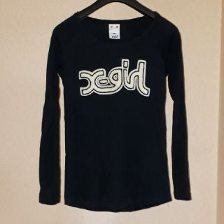 エックスガール(X-girl)のX-Girlブラック色ロゴ文字入りロングTシャツ♡(Tシャツ(長袖/七分))