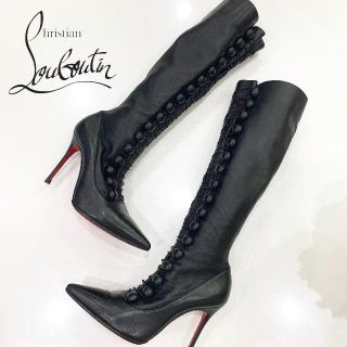 クリスチャンルブタン(Christian Louboutin)の714 美品 クリスチャンルブタン レースアップ ロングブーツ 黒(ブーツ)