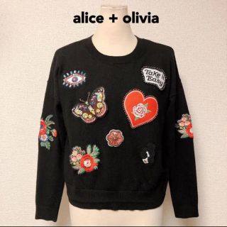 アリスアンドオリビア(Alice+Olivia)の人気 alice+olivia 刺繍 セーター ニット ステイシー 蝶々 ハート(ニット/セーター)