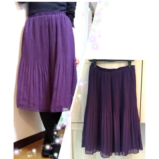 THE EMPORIUM(ジエンポリアム)の【美品】紫プリーツスカート レディースのスカート(ひざ丈スカート)の商品写真