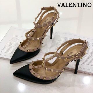 ヴァレンティノ(VALENTINO)の1215 極美品 ヴァレンティノ ロックスタッズ パンプス バイカラー(ハイヒール/パンプス)