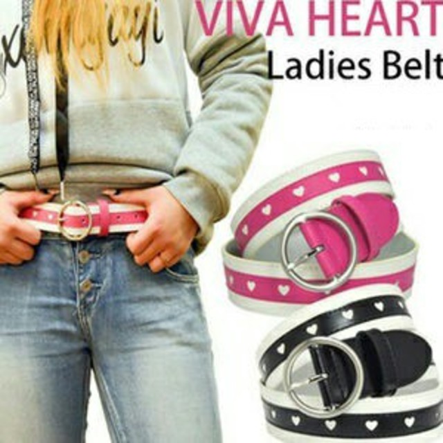 VIVA HEART(ビバハート)の【VIVA HEART/ ビバハート】レディース ベルト　ブラック/ホワイト レディースのファッション小物(ベルト)の商品写真