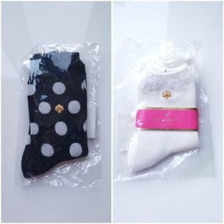 ケイトスペードニューヨーク(kate spade new york)の【新品未開封】katespade ソックス　2足セット ブラック&オフオワイト(靴下/タイツ)