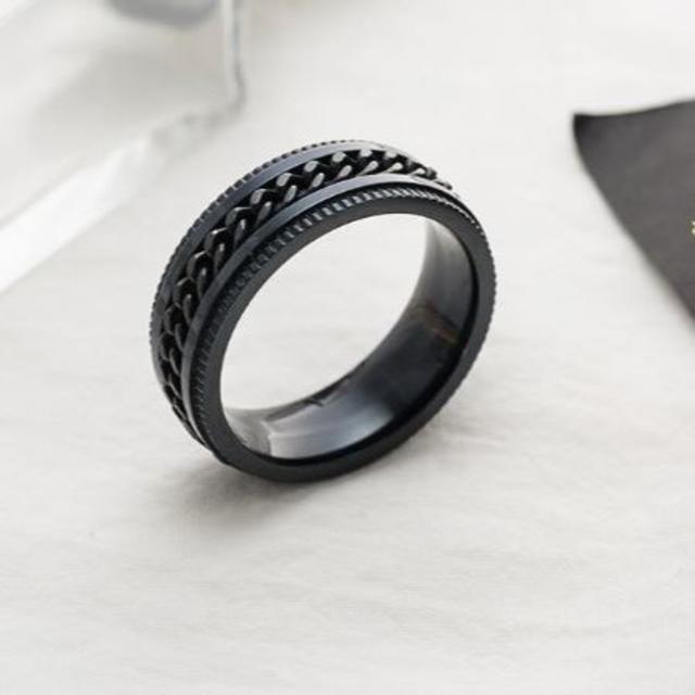 ブラック　チェーン　シンプル　ユニセックス 特売 指輪　リング メンズのアクセサリー(リング(指輪))の商品写真
