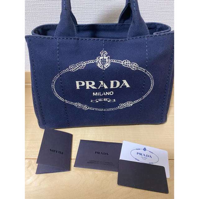 高級感 PRADA - プラダ　カナパ　PRADA 濃紺　美品 ハンドバッグ