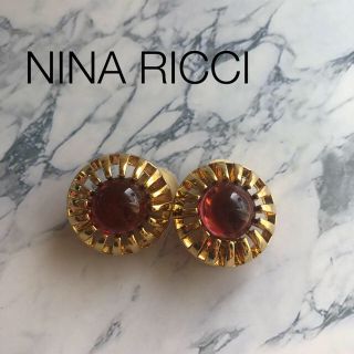 ニナリッチ(NINA RICCI)のNINA RICCI ニナリッチ イヤリング　ヴィンテージ  レッド　　ゴールド(イヤリング)