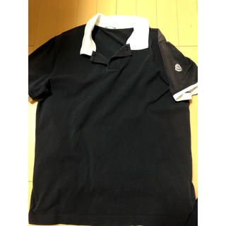 モンクレール(MONCLER)のMONCLER 半袖 襟裏ロゴ ポロシャツ ネイビー　Lサイズ(ポロシャツ)