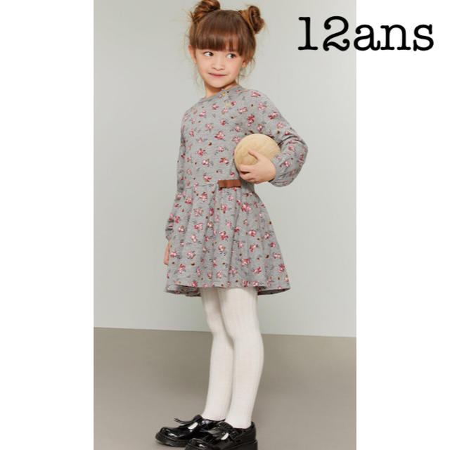 PETIT BATEAU(プチバトー)の【SALE】2019AW プチバトー ローズプリントワンピース 12ans キッズ/ベビー/マタニティのキッズ服女の子用(90cm~)(ワンピース)の商品写真