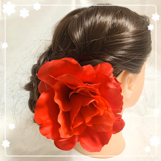 【レッド】  ローズ ❤︎ 大きな薔薇(バラ) 14cm ❤︎Uピン 髪飾り(ヘアアクセサリー)