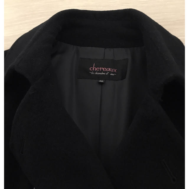 chereaux(シェロー)のchereaux シェロー アンゴラロングコートブラック 36 S フランドル レディースのジャケット/アウター(ロングコート)の商品写真