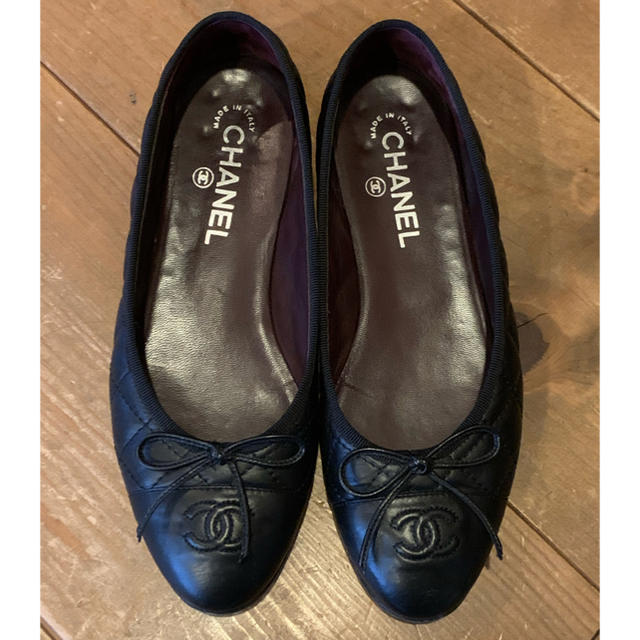 靴/シューズCHANEL シャネル マトラッセ バレエシューズ フラットシューズ　38