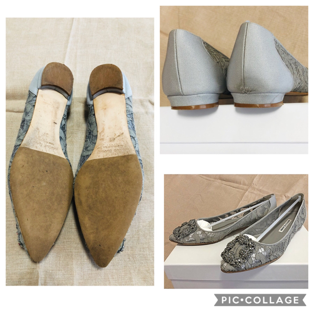 MANOLO BLAHNIK(マノロブラニク)の◆R様専用◆マノロブラニク　manolo blahnik ハンギシ　グレー レディースの靴/シューズ(バレエシューズ)の商品写真