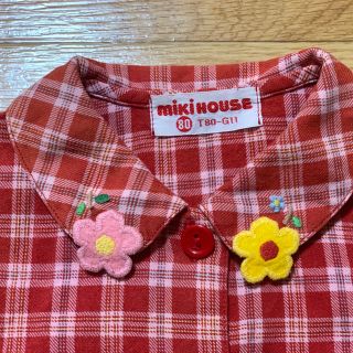 ミキハウス(mikihouse)の専用！ミキハウス　チェック　お花　シャツ　80センチ(シャツ/カットソー)