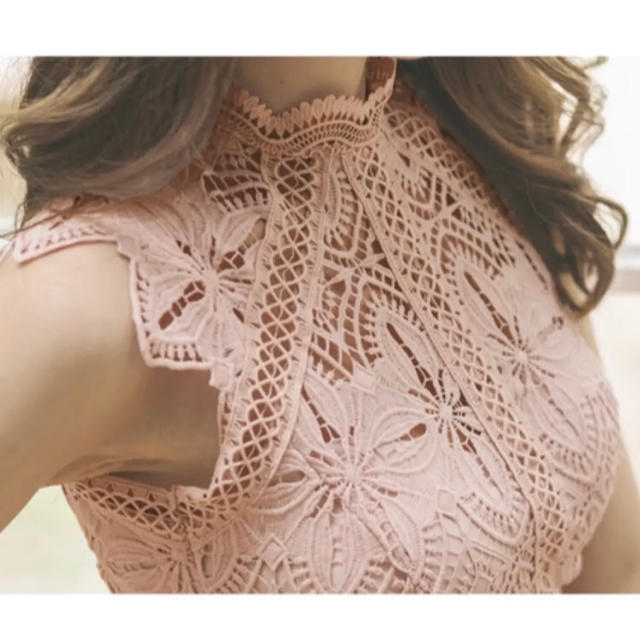 かぎ編みレース ドレス ワンピース 大きいサイズ（XL） レディースのフォーマル/ドレス(ミディアムドレス)の商品写真