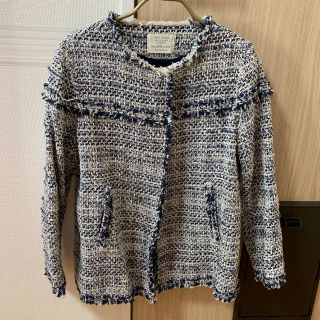 ザラ(ZARA)のZARA ツイードジャケット(ノーカラージャケット)