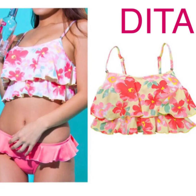 DITA(ディータ)の新品 DITA ディータ 水着 フリル 花柄 ノンワイヤー ビキニ トップス レディースの水着/浴衣(水着)の商品写真