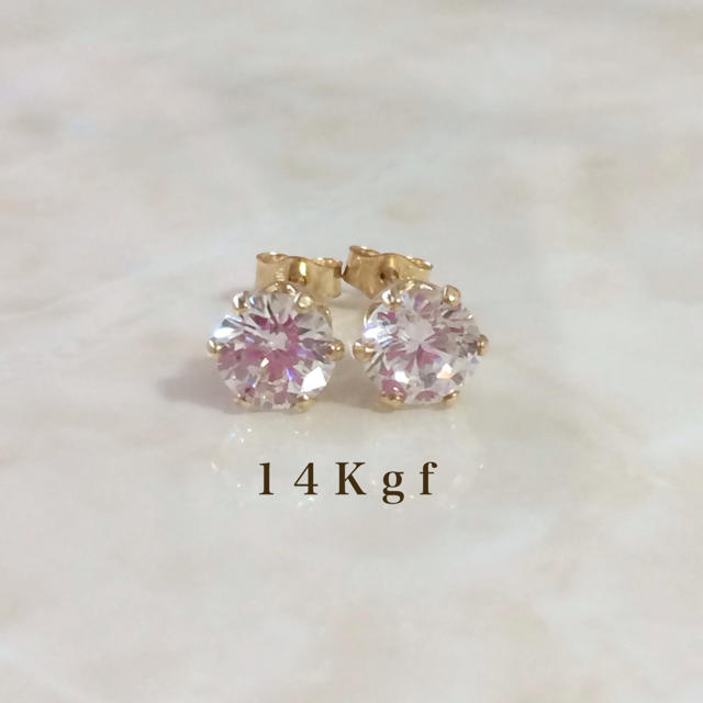 ete(エテ)の14kgf／K14gf 一粒ダイヤCZピアス／一粒ダイヤピアス 3ミリ ゴールド レディースのアクセサリー(ピアス)の商品写真