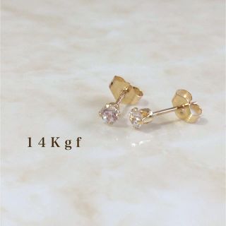 エテ(ete)の14kgf／K14gf 一粒ダイヤCZピアス／一粒ダイヤピアス 3ミリ ゴールド(ピアス)